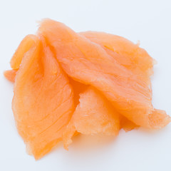 Fresh salmon fillet on isolated white.