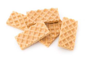Waffle with crem isolated on white background.