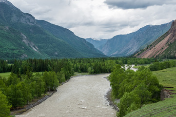 Fototapeta na wymiar River flowing in the mountains