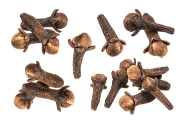 Dry cloves on white background
