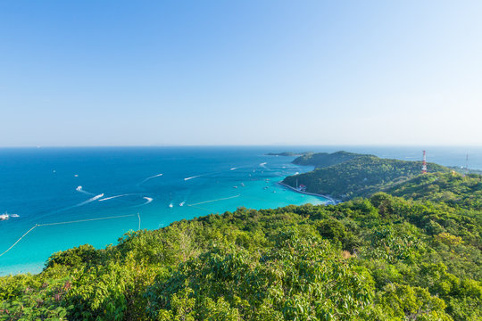 mountain viwe on island in sunchild and a beach 03