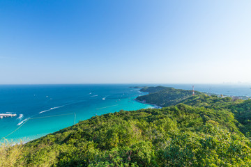 mountain viwe on island in sunchild and a beach 01