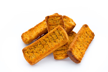 Crumbs of bread croutons. Eco food.