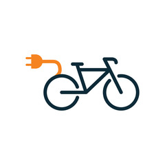 electric bicycle, e-bike icon on white background