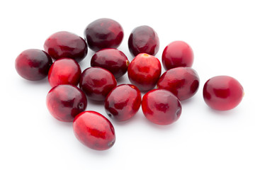 Cranberries top view. Red, ripe cranberries macro view.