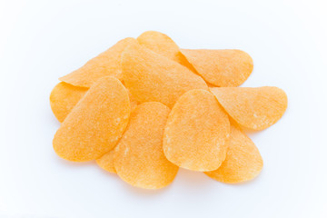 Potato chips on the papric. Eco food.