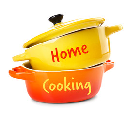 Home cooking concept. Kitchenware on white background