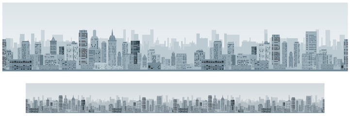 Monochrome Seamless Cityscape Banner Background