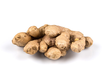 fresh ginger on white background