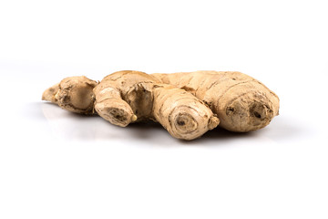 fresh ginger on white background