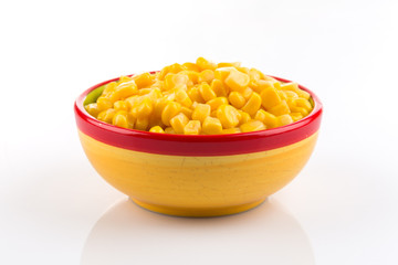sweet canned corn in bowl
