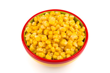sweet canned corn in bowl
