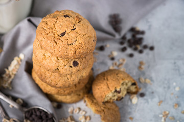 A stack of cookies with oatmeal