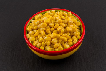 sweet canned corn in bowl