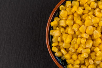 sweet canned corn in bowl