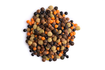 Lentils mix on a white background