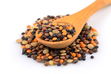 Lentils mix on a white background
