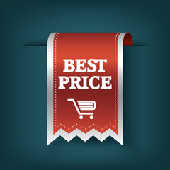 Best price ribbon sale sticker or banner. Vector symbol of special offers and for promotion of sales, shopping online.