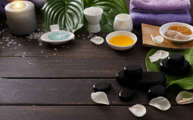 Spa treatment, aromatherapy background. Details and accessories