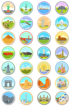 World Landmarks Travel Icons