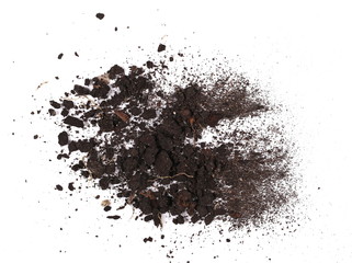 pile dirt isolated on white background, with clipping path