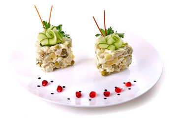 Salad of potato, eggs and peas