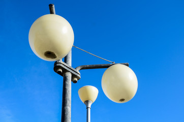 white globe streetlamp