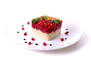 Salad of ham, eggs and beet