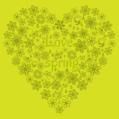 Love concept of flowers in the shape of a heart