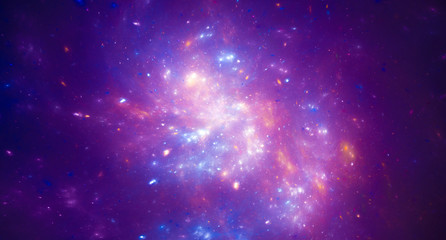 Purple glowing nebula in space