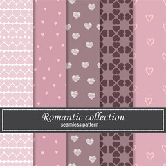 Collection romantic seamless patterns. beige shades. vector illustration.