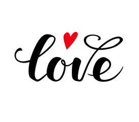 Love text. Calligraphic Lettering.