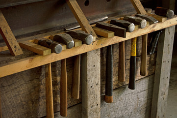 Hammers on the blacksmith shop