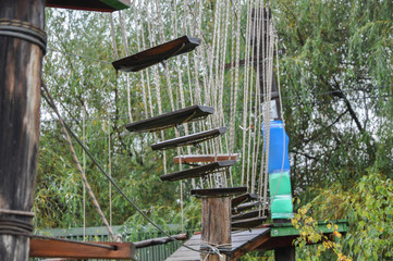 rope path several meters above the ground, rope camp