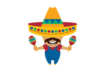 Mexican man cartoon character. Mexican vector. Mexican musician vector illustration