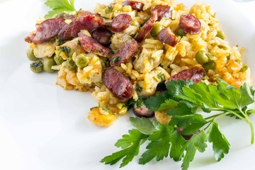 Peasant paella in the pan