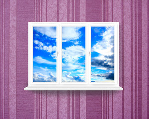 window in the room with view to blue sky