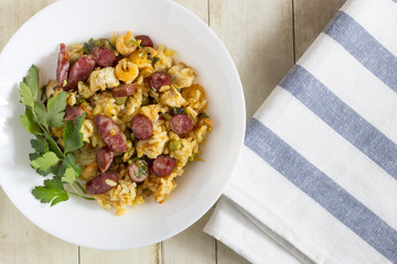 Peasant paella in the pan