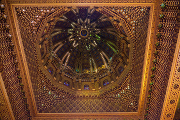 Decorated vault of Mohammed V mausoleum in Rabat, Morocco