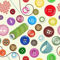 Seamless pattern with bright buttons. Vector illustration.