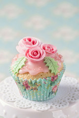 Pastel colored cupcake