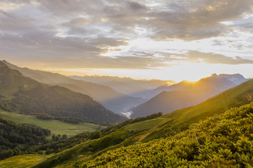 Mountains sunset (Caucasus, Abkhazia)