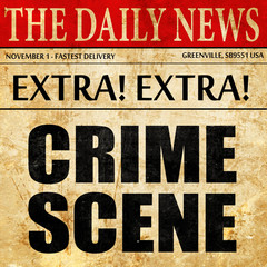 crime scene, newspaper article text