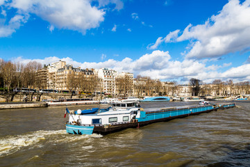 Barge on Seine river