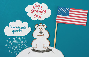 Happy Groundhog Day-   6 weeks more of winter. USA concept