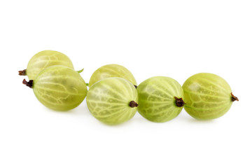 Gooseberry close up. Green gooseberries isolated on white background