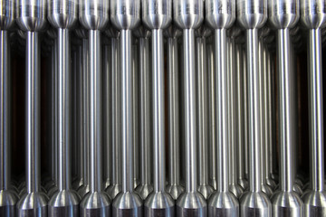 close up of metal pipes