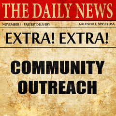 Community outreach sign, newspaper article text