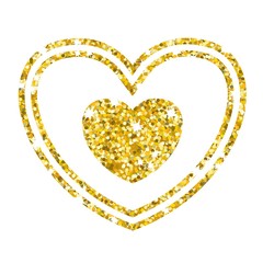 gold three hearts on white