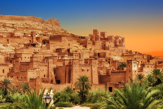 Kasbah Ait Ben Haddou in the Atlas mountains of Morocco. UNESCO World Heritage Site